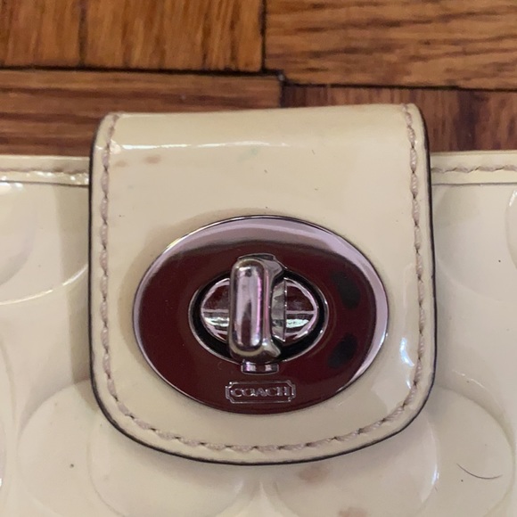 Coach yellow flap wallet w/ stains - Picture 3 of 11